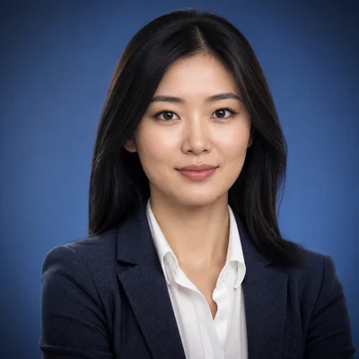 AI professional headshot — Business Casual, Gradient Blue background