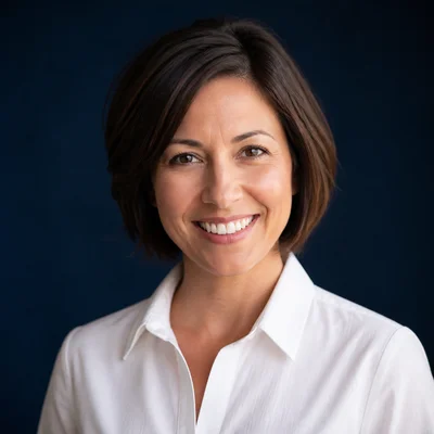 AI professional headshot — Smart Casual, Solid Navy background