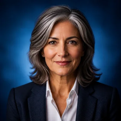 AI professional headshot — Business Casual, Gradient Blue background