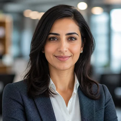 AI professional headshot — Business Casual, Office Setting background