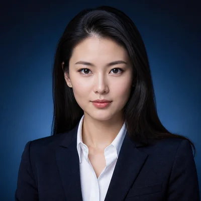 AI professional headshot — Business Casual, Gradient Blue background