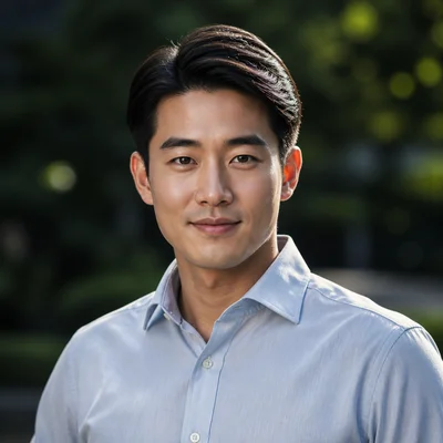 AI professional headshot — Smart Casual, Outdoor Natural background