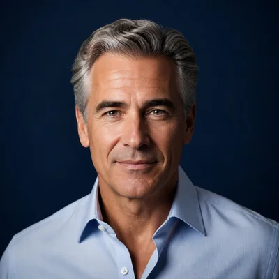 AI professional headshot — Smart Casual, Solid Navy background