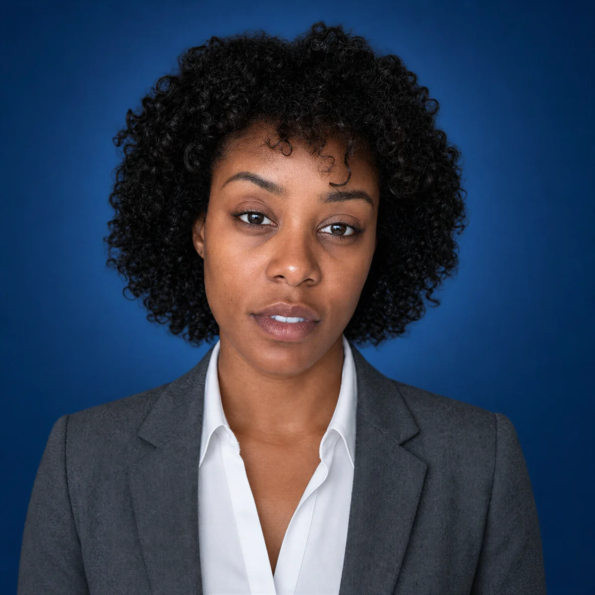 Business Casual headshot on Gradient Blue background