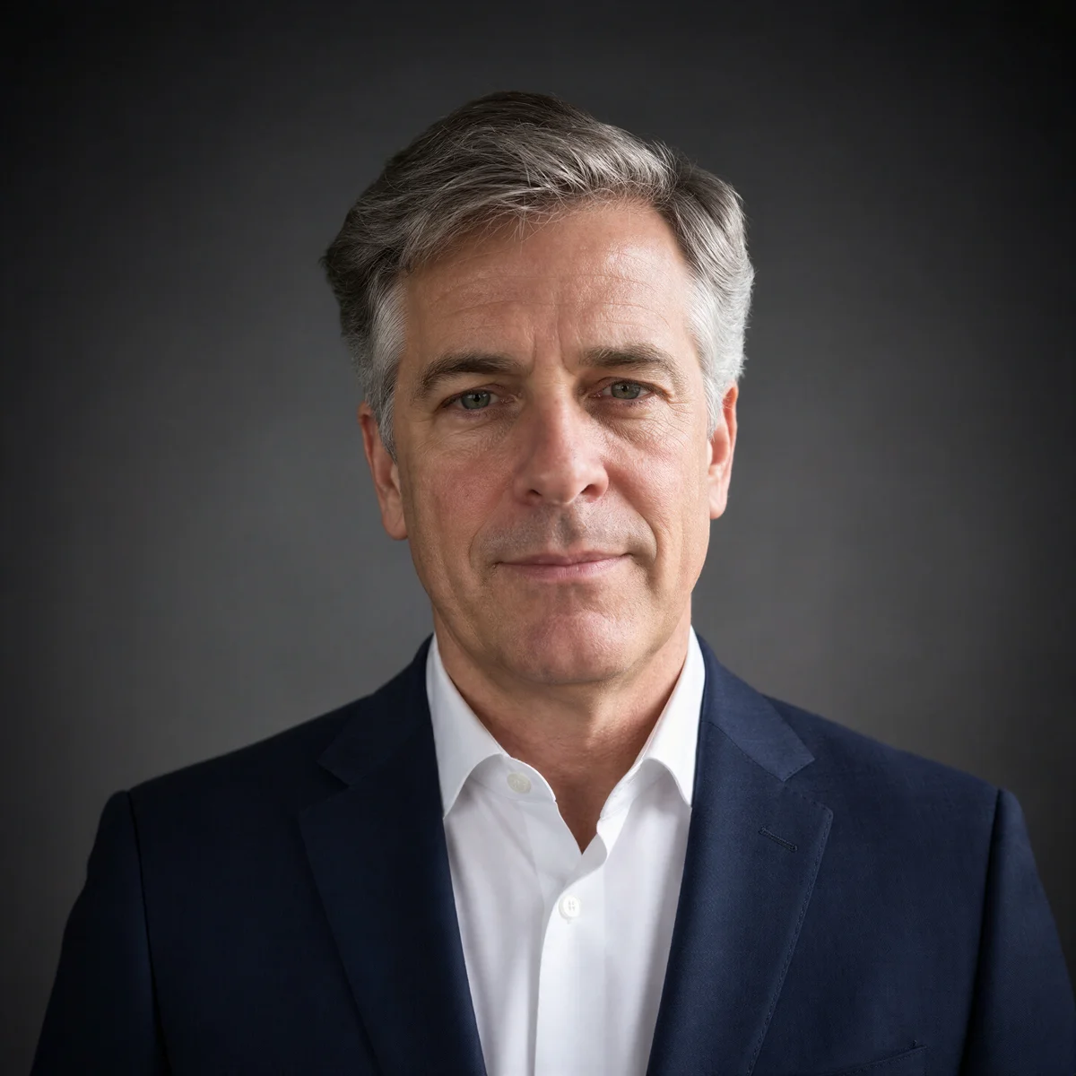 Business Formal headshot on Studio Gray background